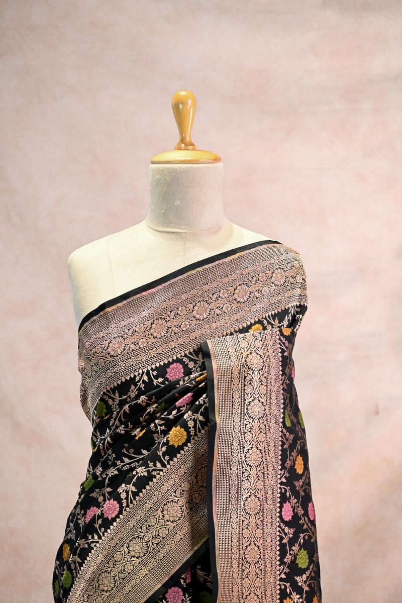 Semi Kataan Silk Saree with Golden Zari
