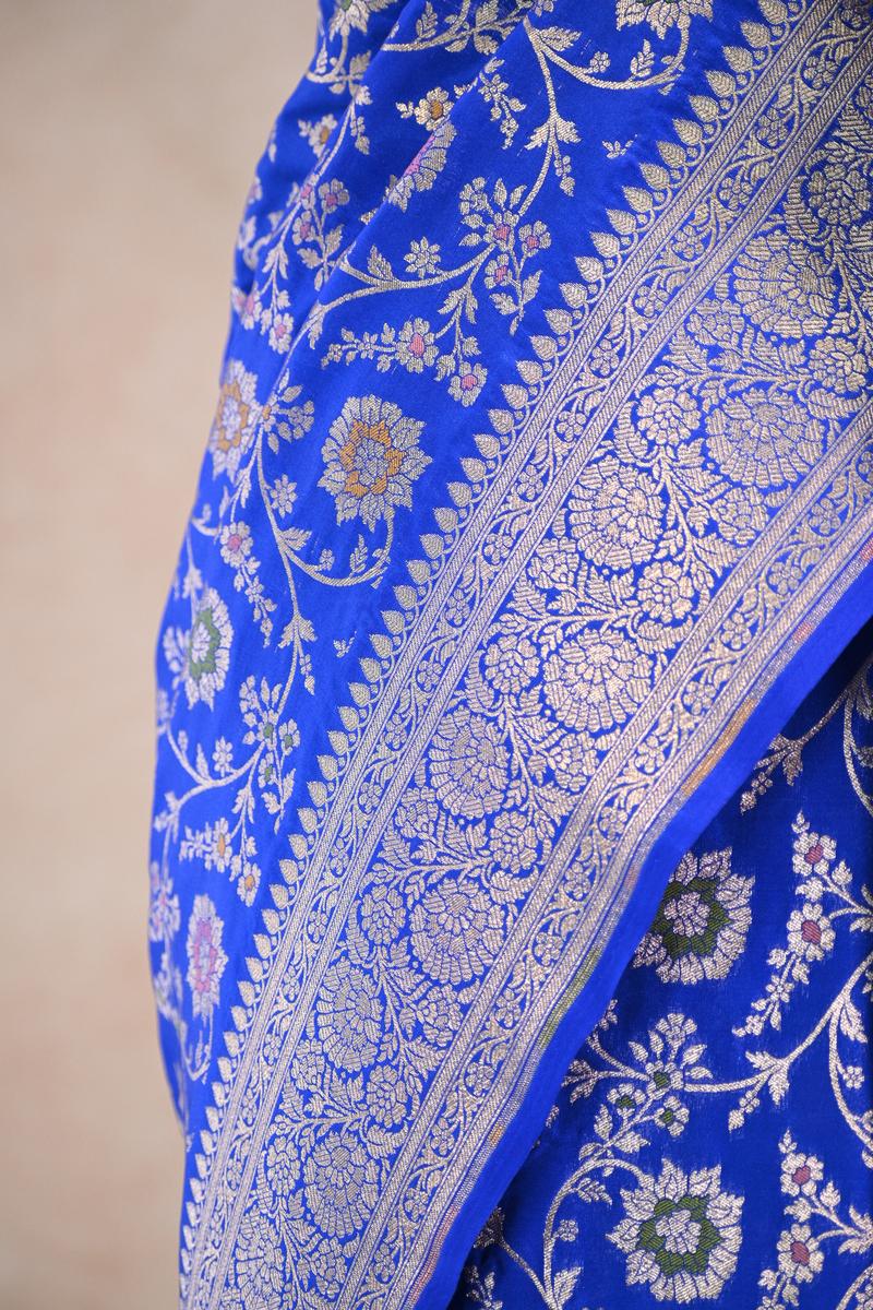 Banarasi Semi Kataan Silk Saree with Golden Zari