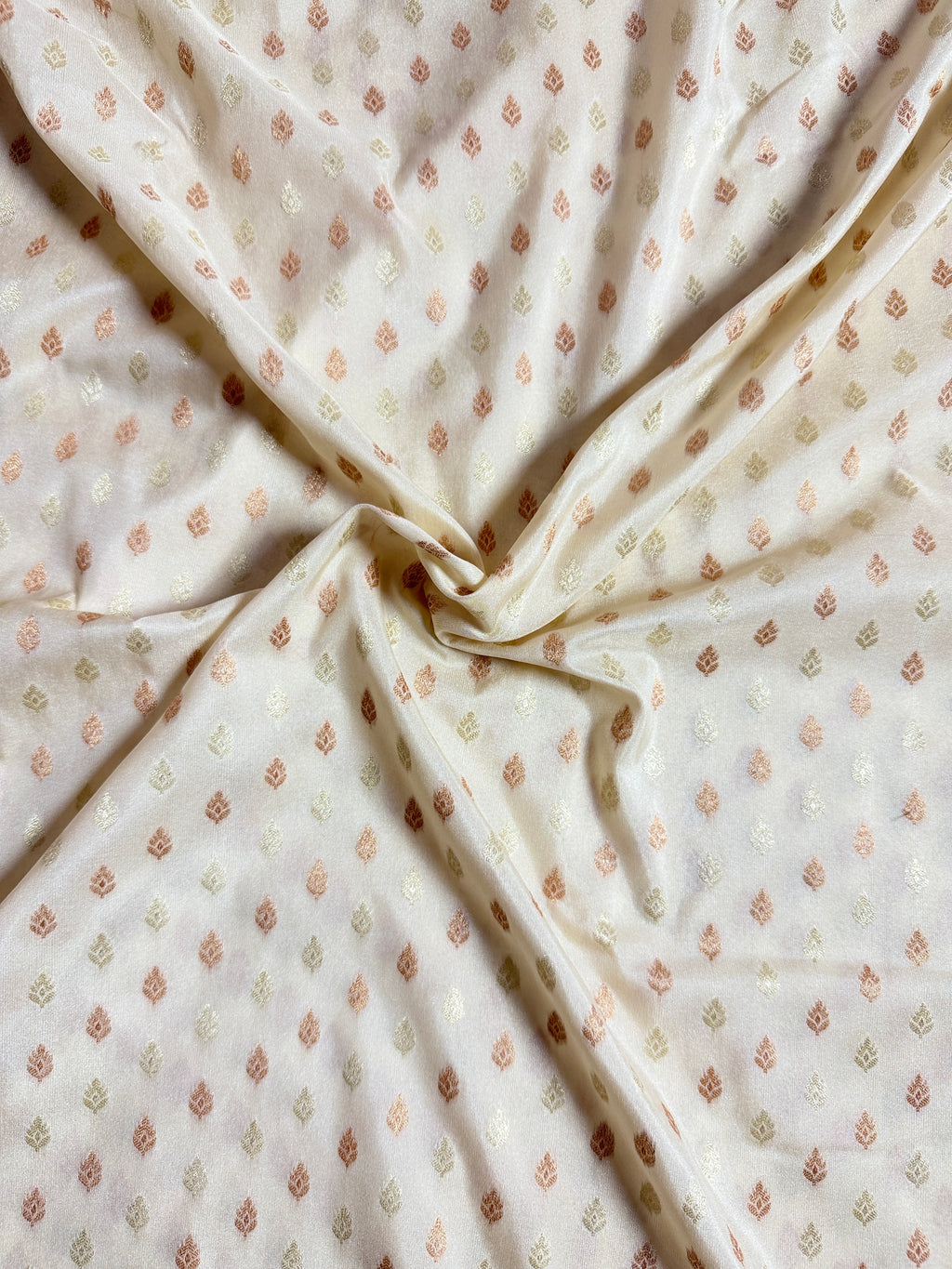 Semi Kataan Silk Banarasi Saree with Multi Meena Border & Booti in Pot