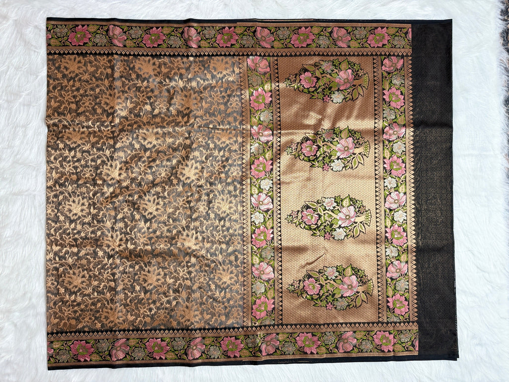 Semi Kora Silk with Multi meena border