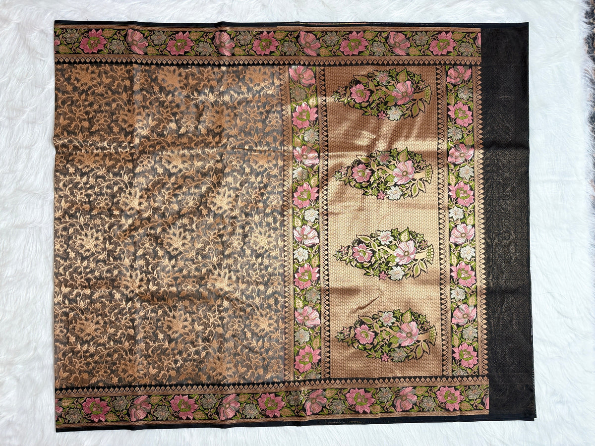 Semi Kora Silk with Multi meena border