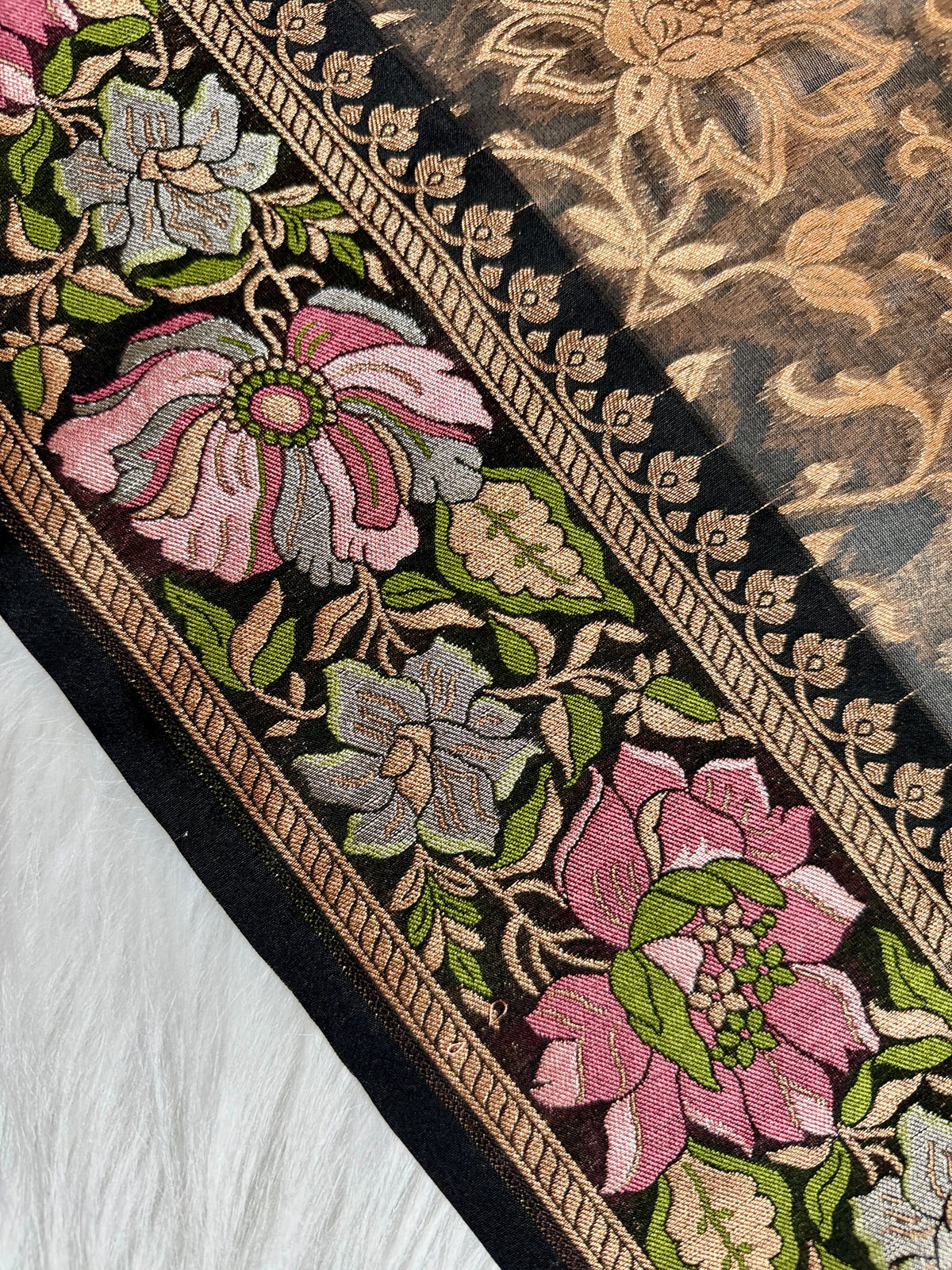 Semi Kora Silk with Multi meena border