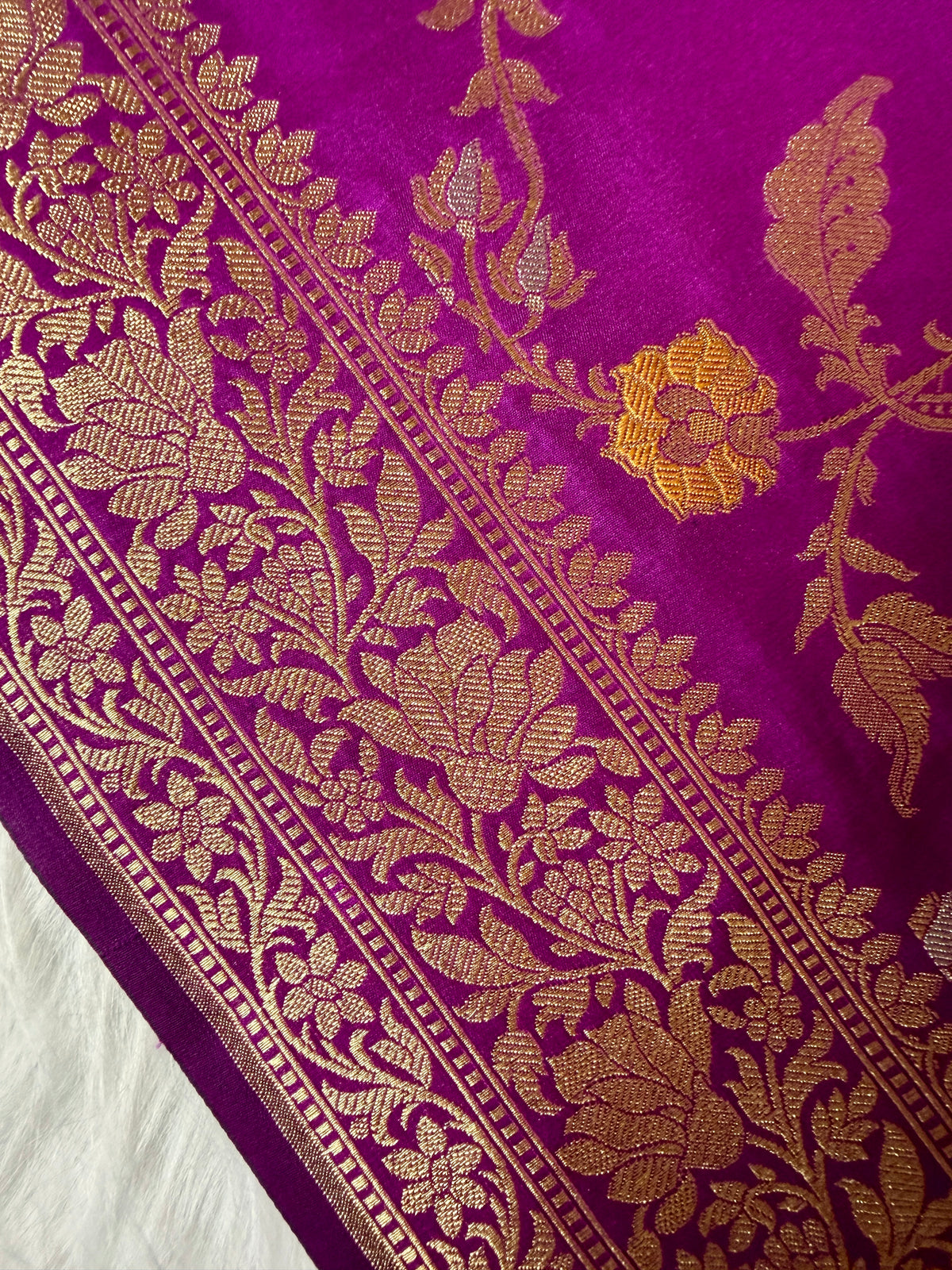 Magenta Semi Kataan Silk Saree with Sona Rupa Zari Border & Traditional Pallu