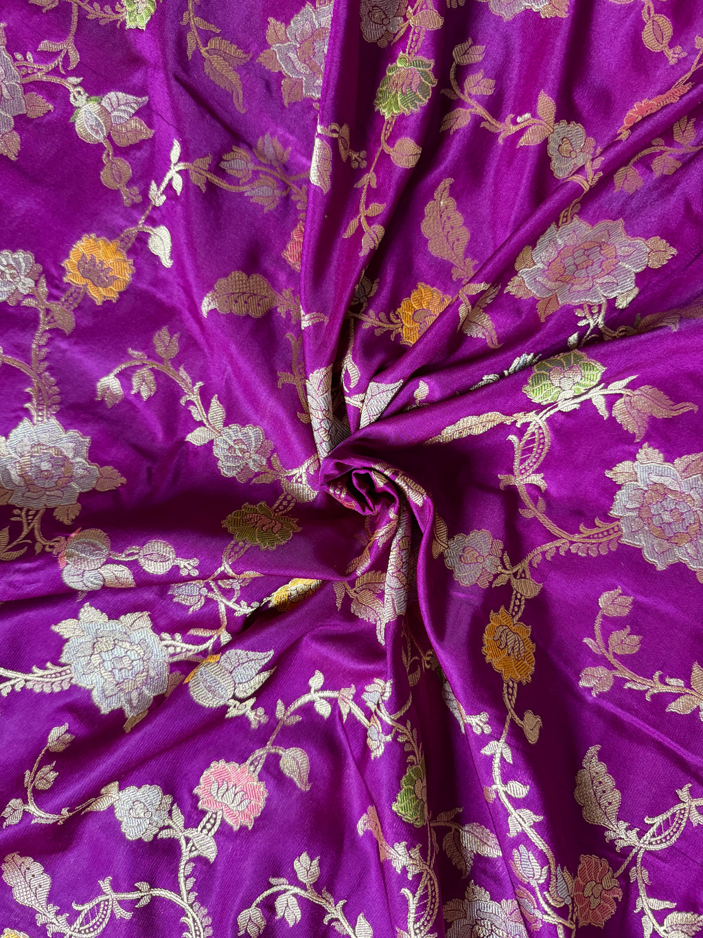 Magenta Semi Kataan Silk Saree with Sona Rupa Zari Border & Traditional Pallu