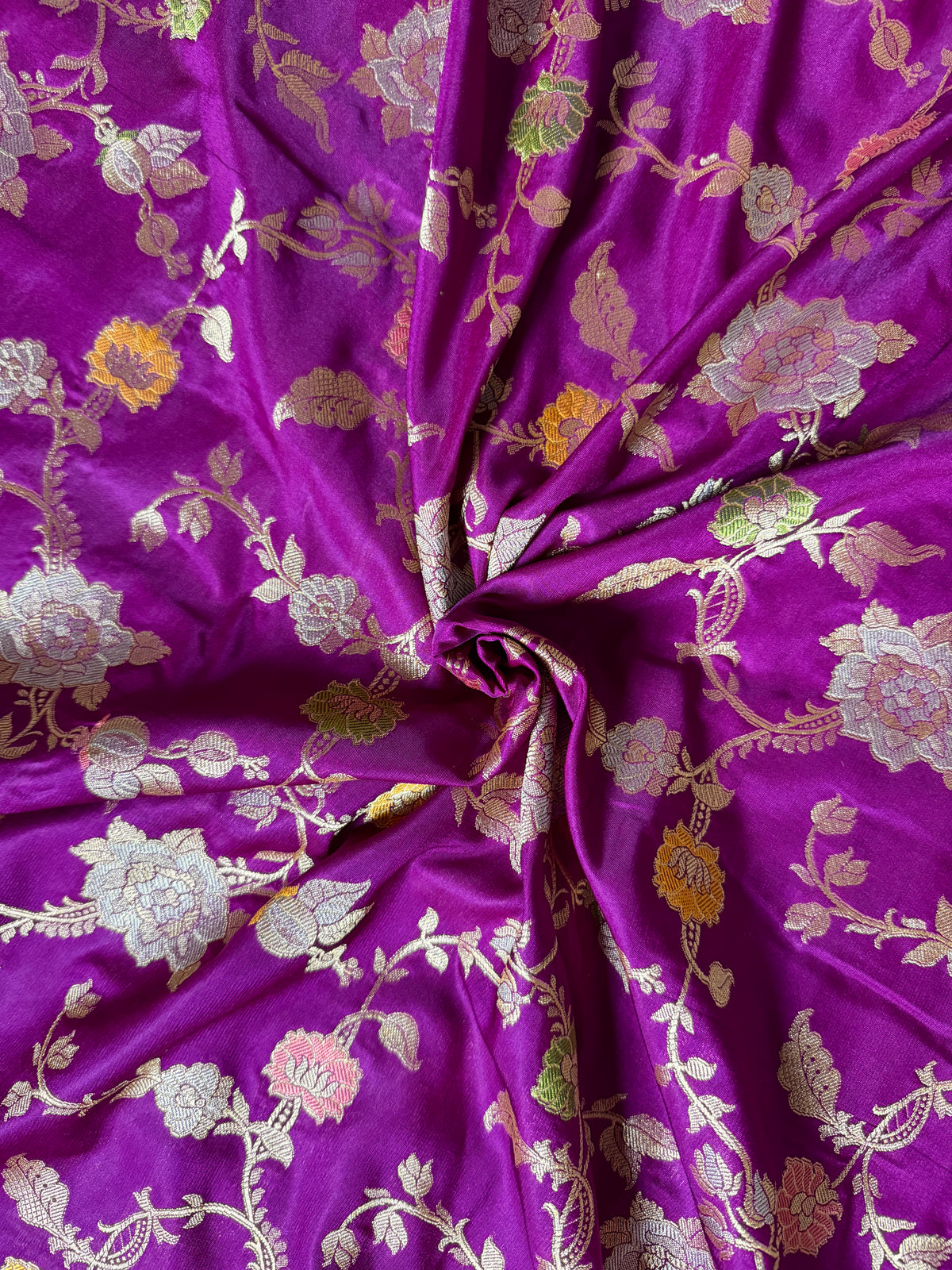 Magenta Semi Kataan Silk Saree with Sona Rupa Zari Border & Traditional Pallu