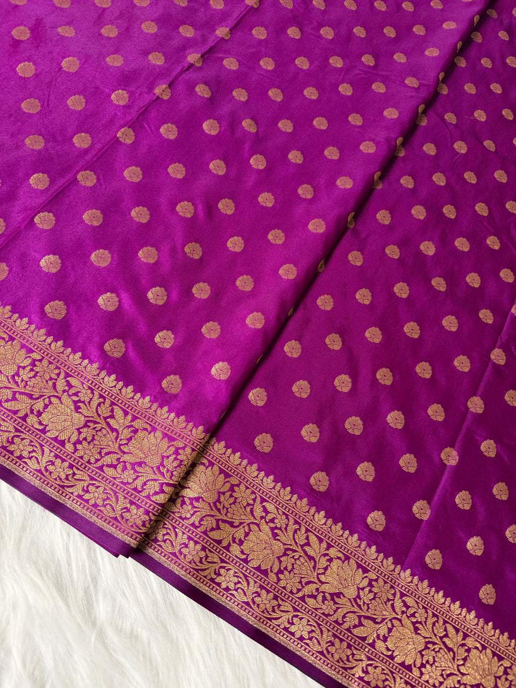 Magenta Semi Kataan Silk Saree with Sona Rupa Zari Border & Traditional Pallu