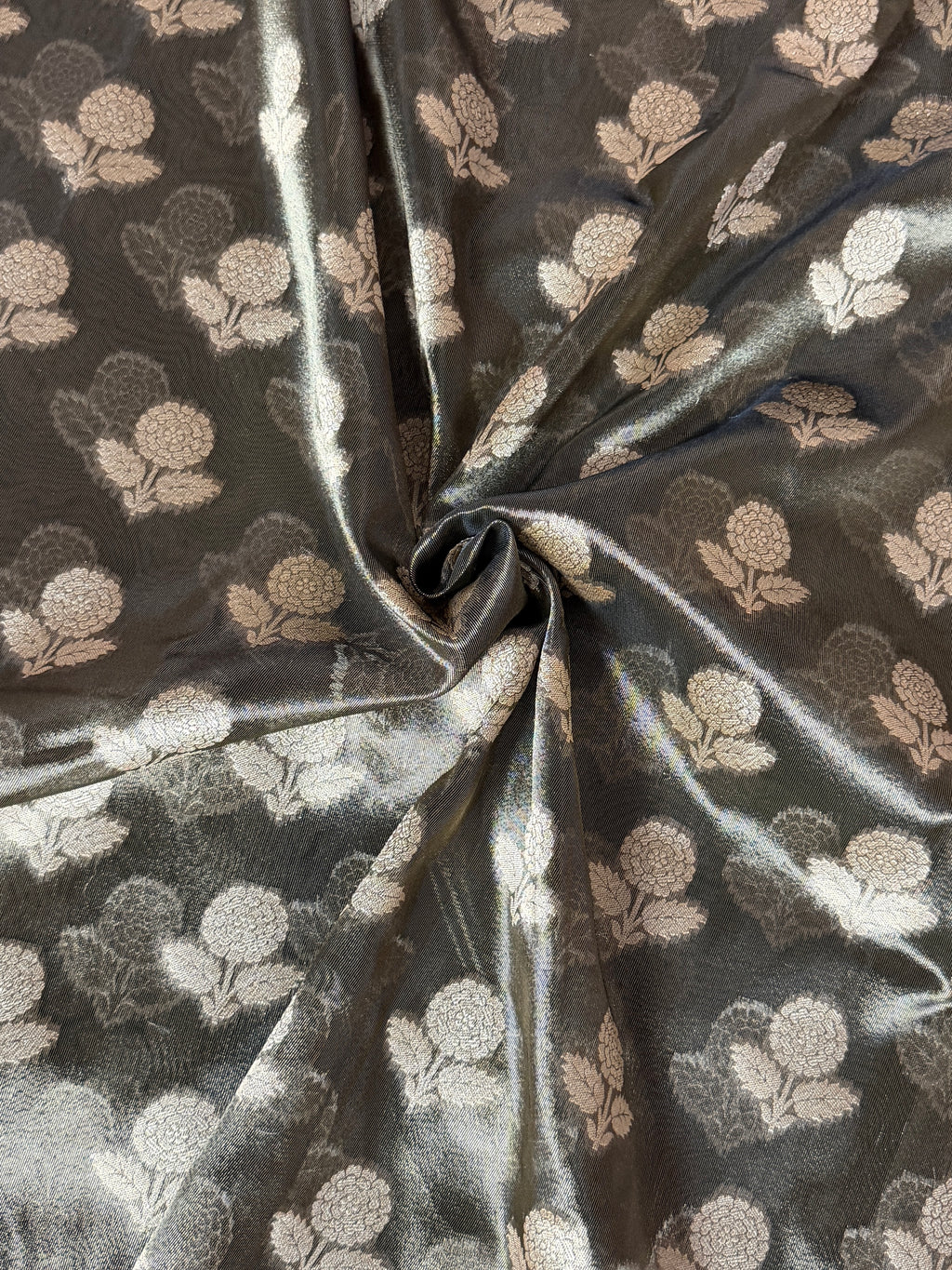 Black Banarasi Kora Tissue Saree with Satin Border & Traditional Pallu