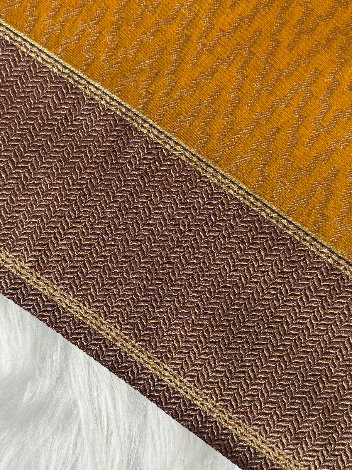 Mustard Gold Banarasi Kora Tissue Saree with Satin Border & Traditional Pallu