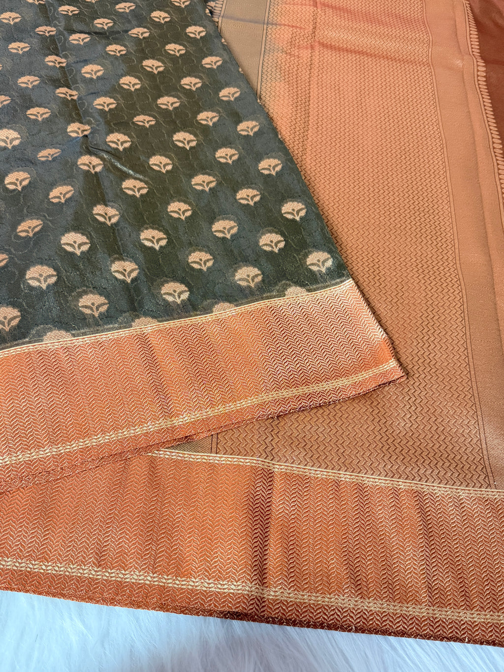 Black Banarasi Kora Tissue Saree with Satin Border & Traditional Pallu