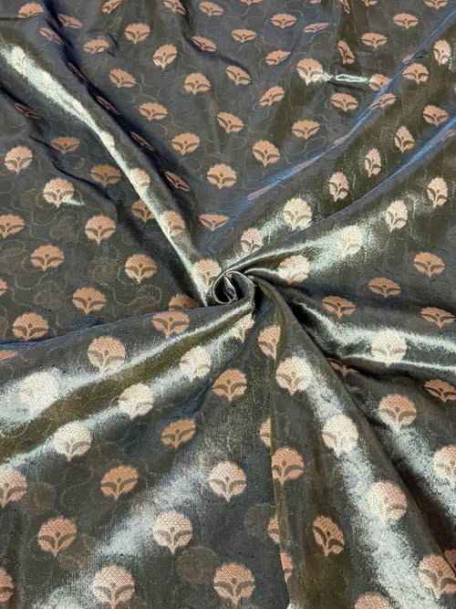 Black Banarasi Kora Tissue Saree with Satin Border & Traditional Pallu