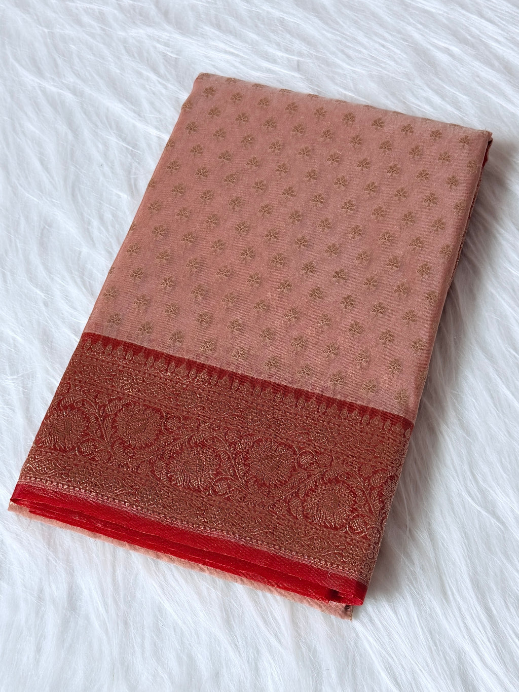 Kora Tissue Saree with Kadhiyal Border & Traditional Pallu