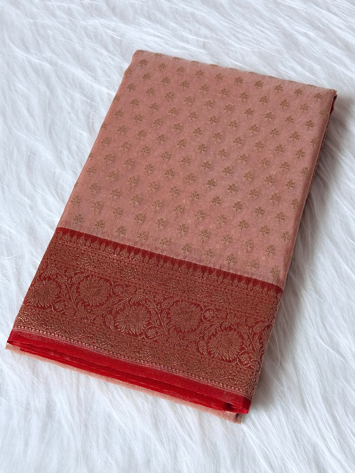 Kora Tissue Saree with Kadhiyal Border & Traditional Pallu