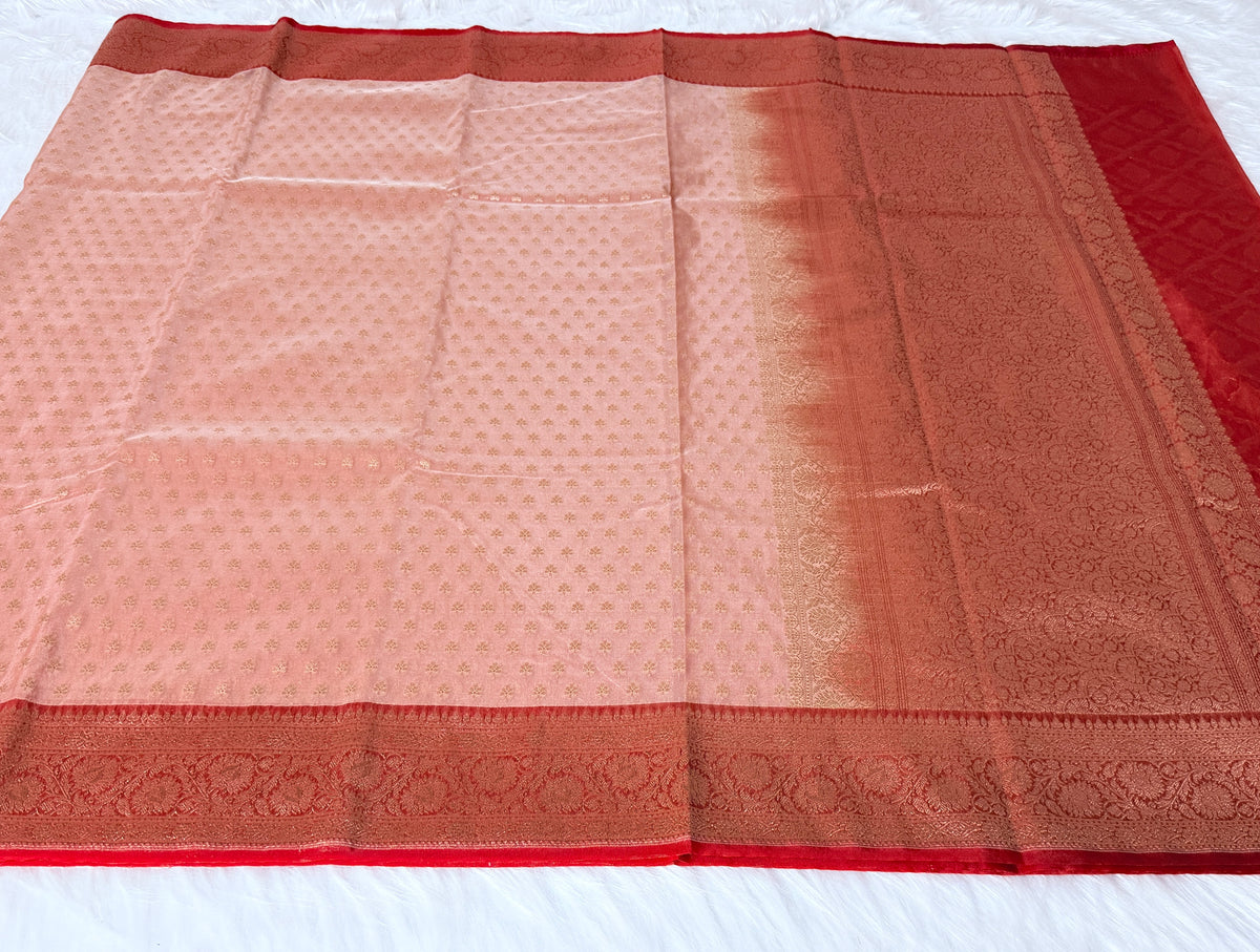 Kora Tissue Saree with Kadhiyal Border & Traditional Pallu