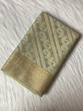 Sea Green Kora Tissue Saree with Traditional Pallu