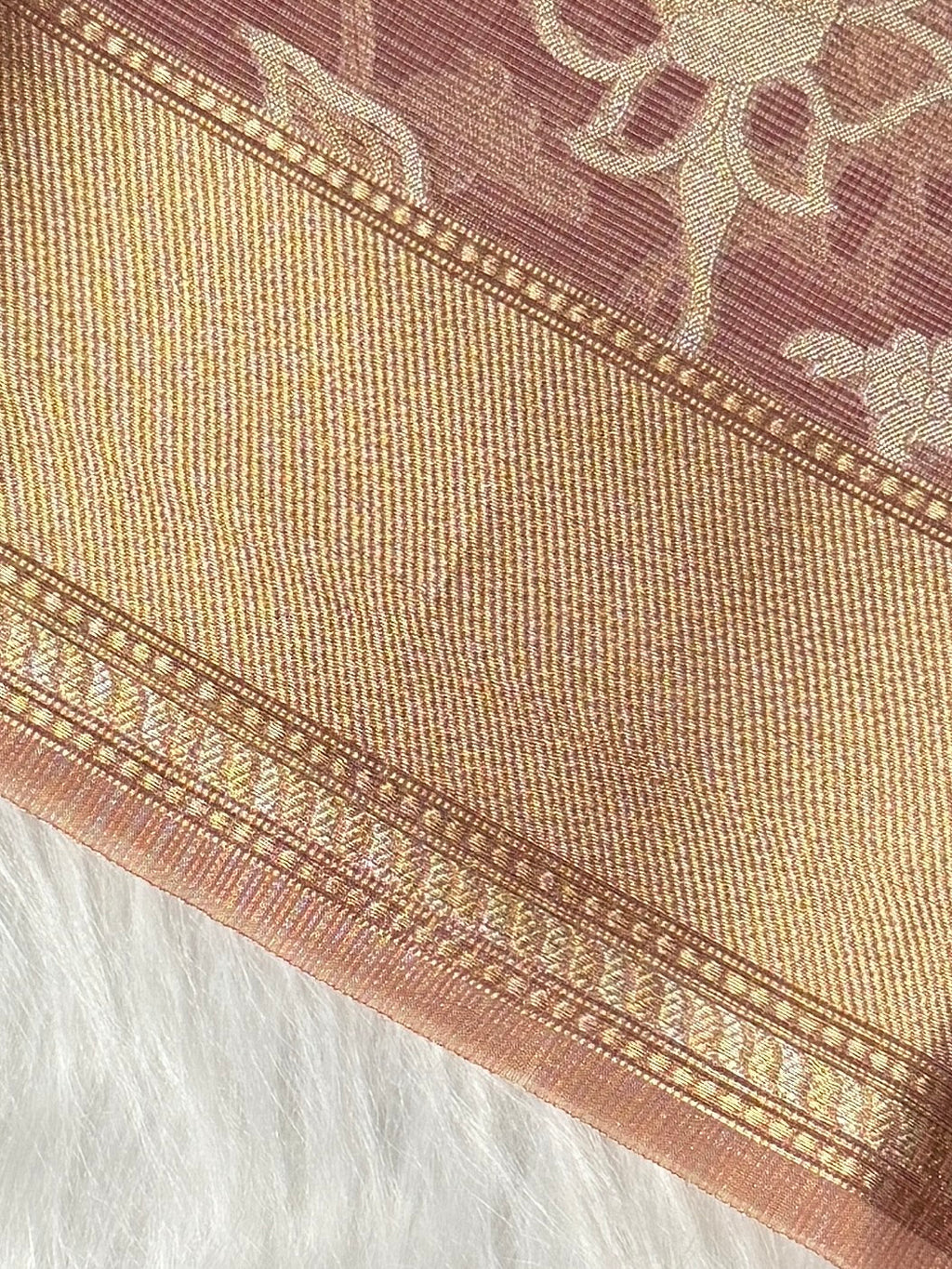Pink Kora Tissue Banarasi Saree with Traditional Pallu