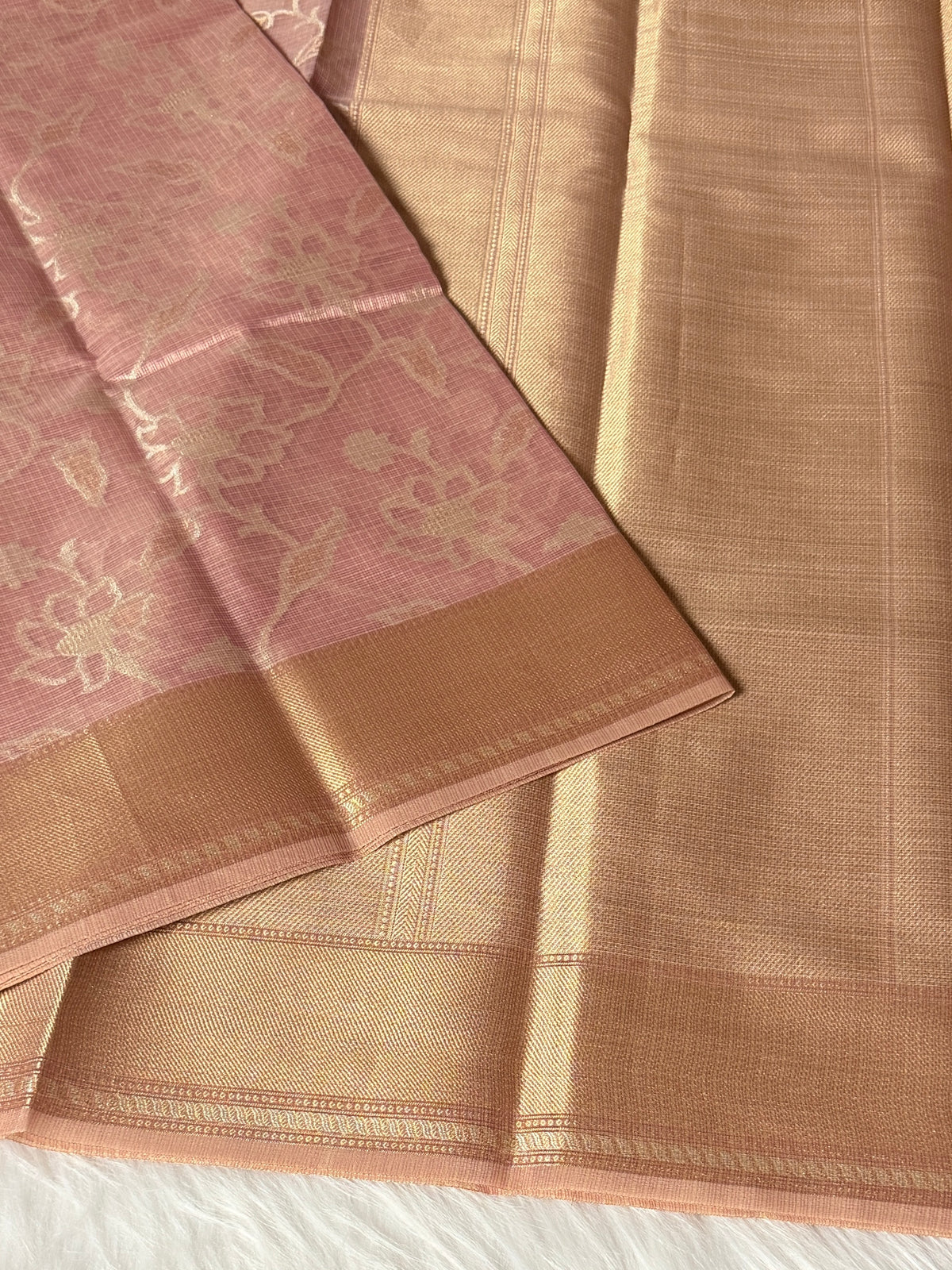 Pink Kora Tissue Banarasi Saree with Traditional Pallu