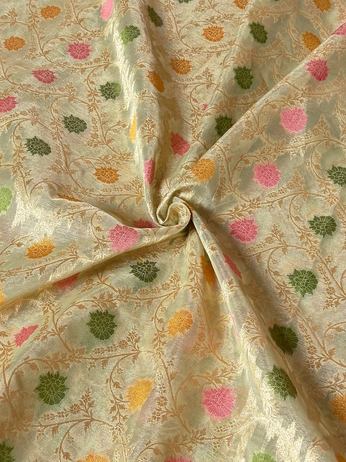 Pista Colour Kora Tissue Banarasi Saree